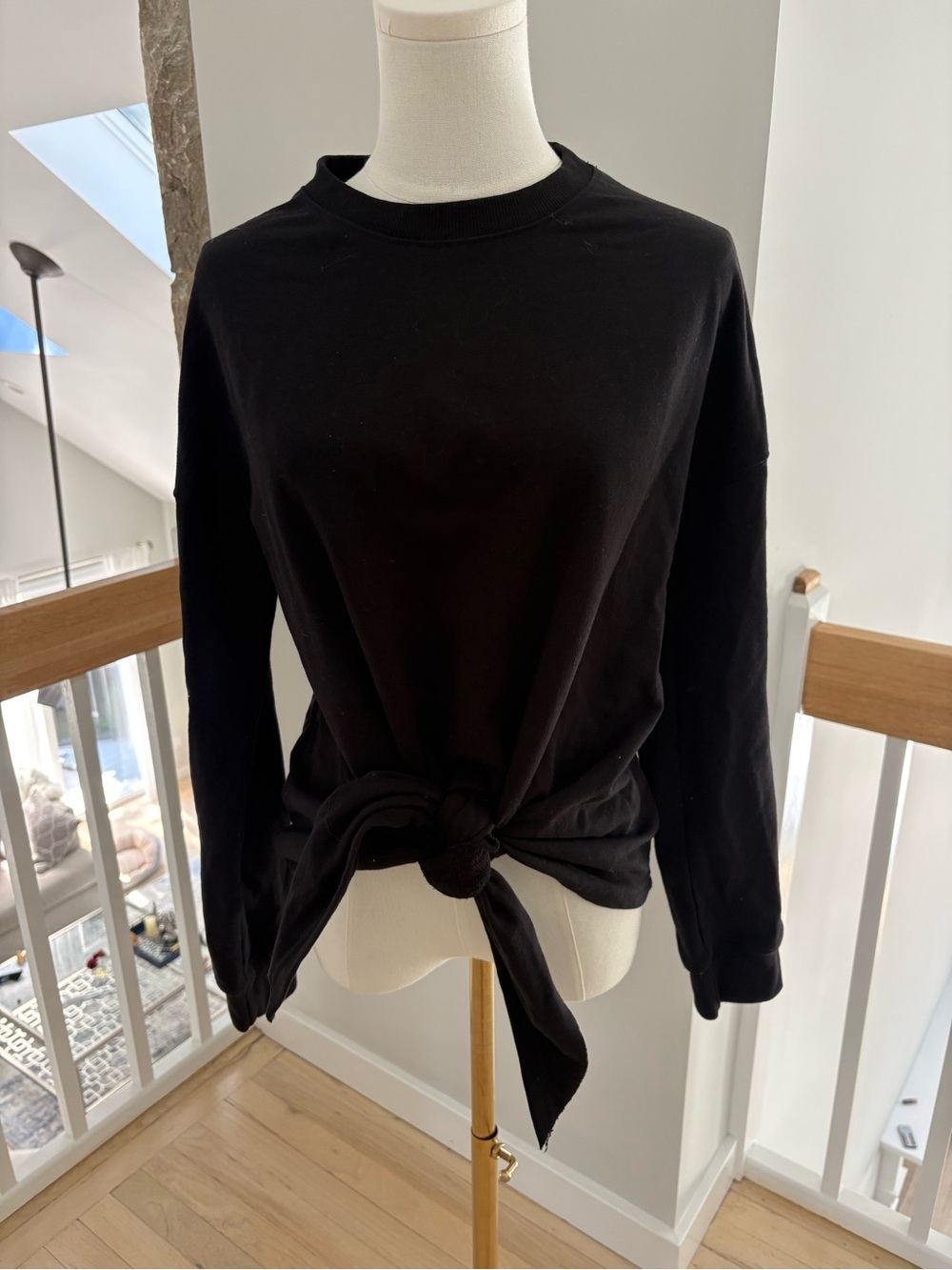 Missguided Black Tie-Front Long Sleeve Sweatshirt